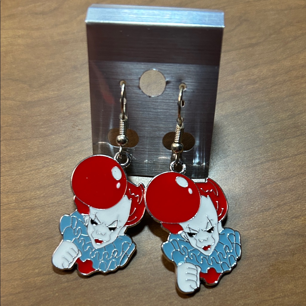 Red And Silver Clown Earrings